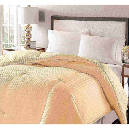 Oversized Damask Stripe Down & Feather Comforter, Ivory, Twin